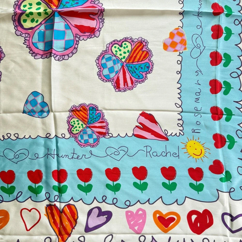 MD Anderson‎ Children's Art Project 2001 Silk Scarf Heart Tulip Print 33